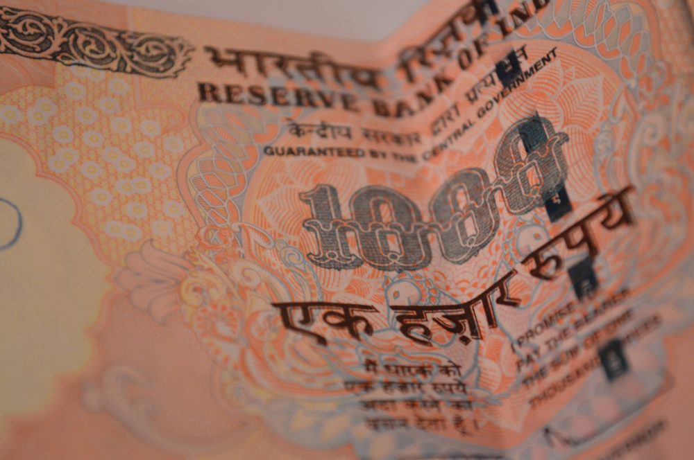 Indian rupee currency note, illustrative