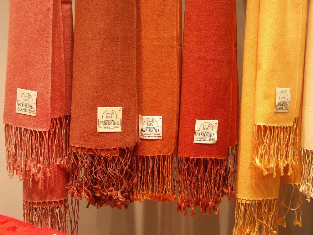 Pashmina shawls labeled as original pashmina